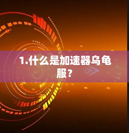 1.什么是加速器乌龟服？